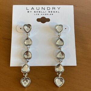 Laundry by Shelli Segal Heart Crystal Drop Earrings NWT